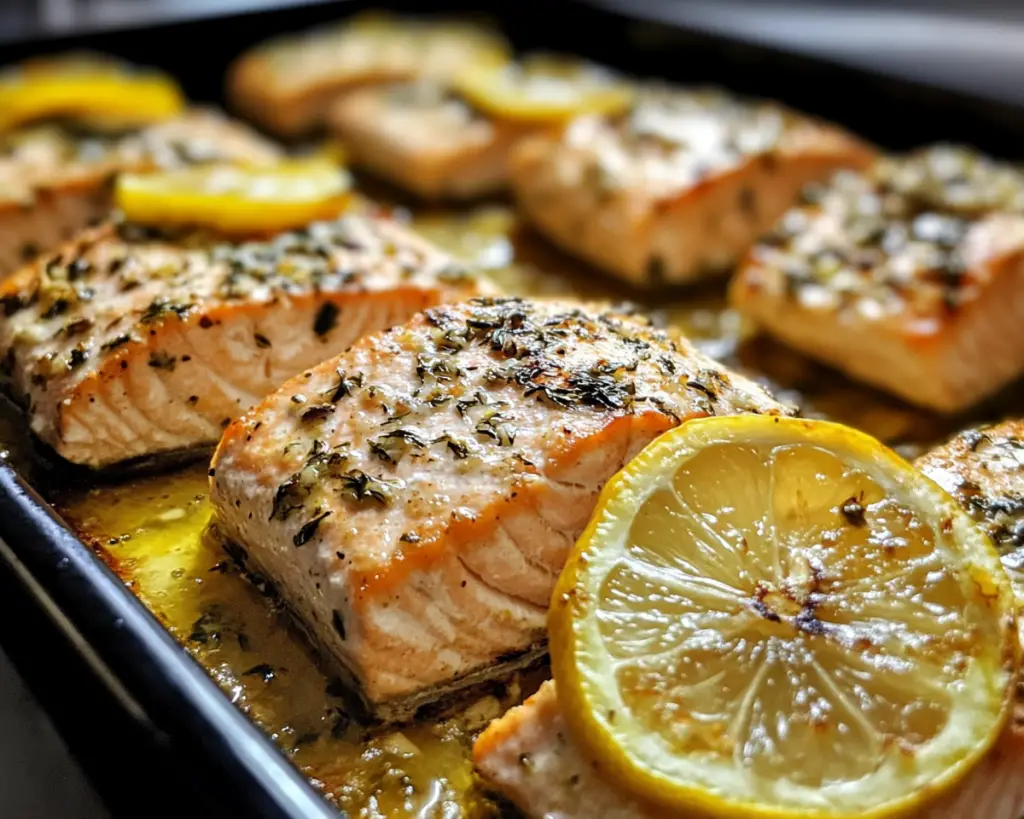 Garlic Lemon Salmon Tray Bake