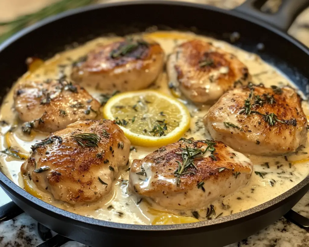 Creamy Lemon Garlic Chicken Skillet
