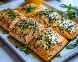 Baked Salmon with Olive Oil and Herbs