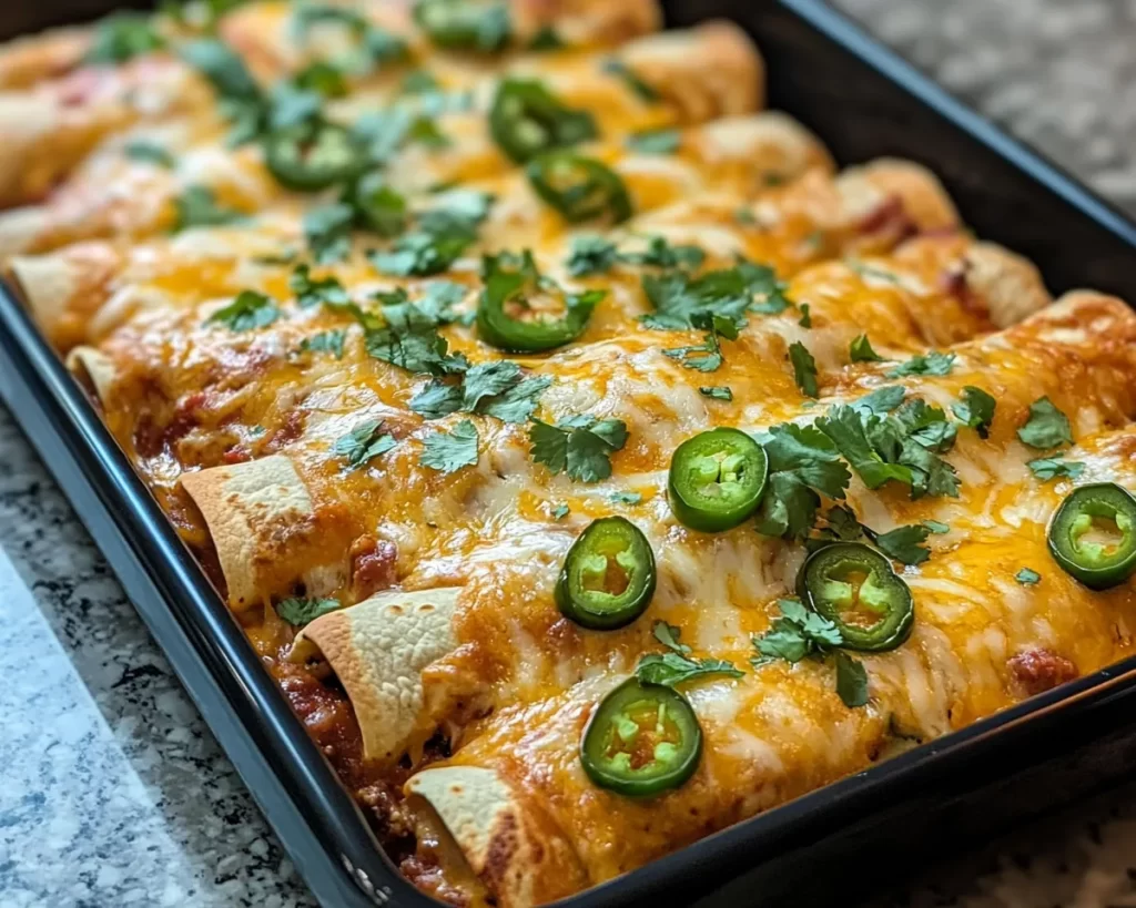 Spicy Jalapeño Popper Chicken Enchiladas