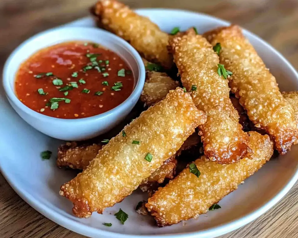 Crispy Wonton Mozzarella Sticks (Easy Appetizer)