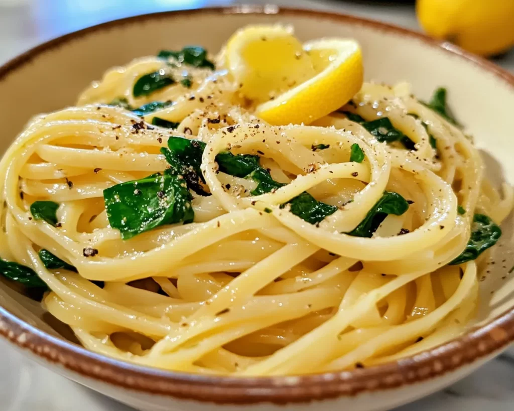 Spring Dinner Party Lemon Spinach Pasta