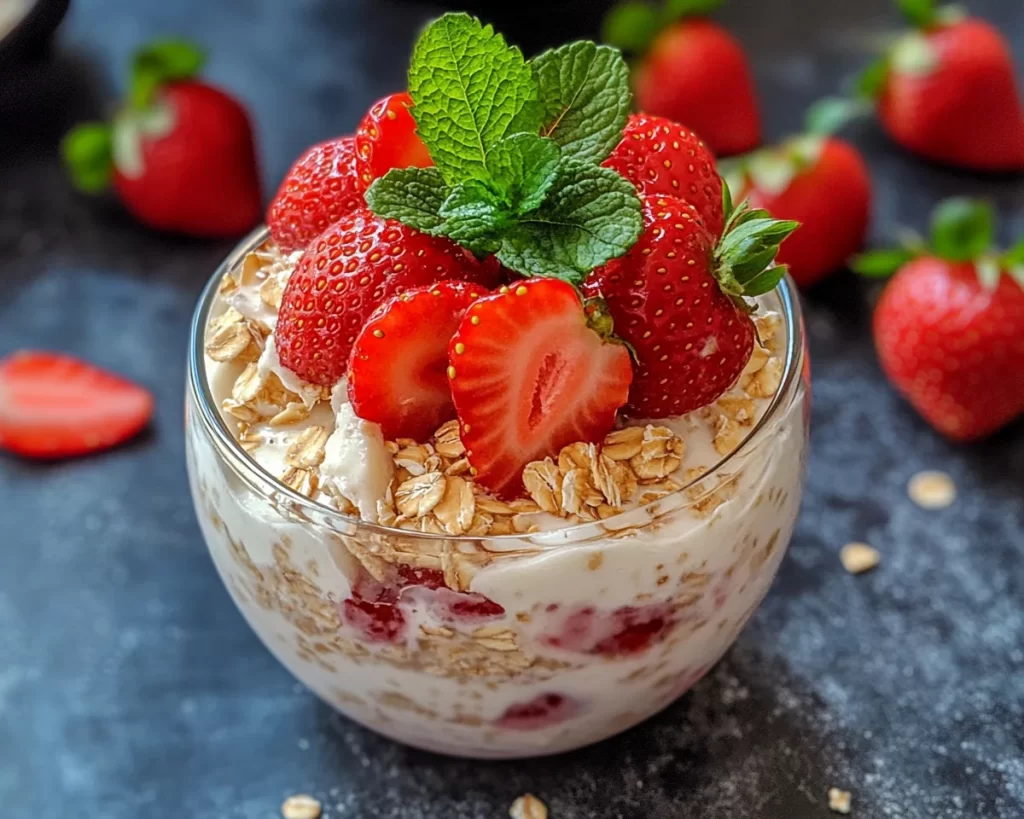 Strawberry Recipes Easy: Strawberry Cheesecake Overnight Oats