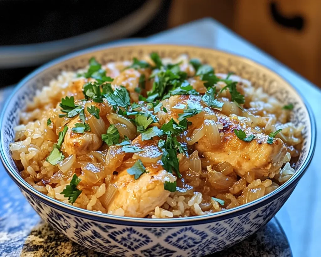 Comforting One-Pot French Onion Chicken Rice