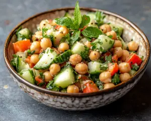 Mediterranean Chickpea Salad with Cucumber