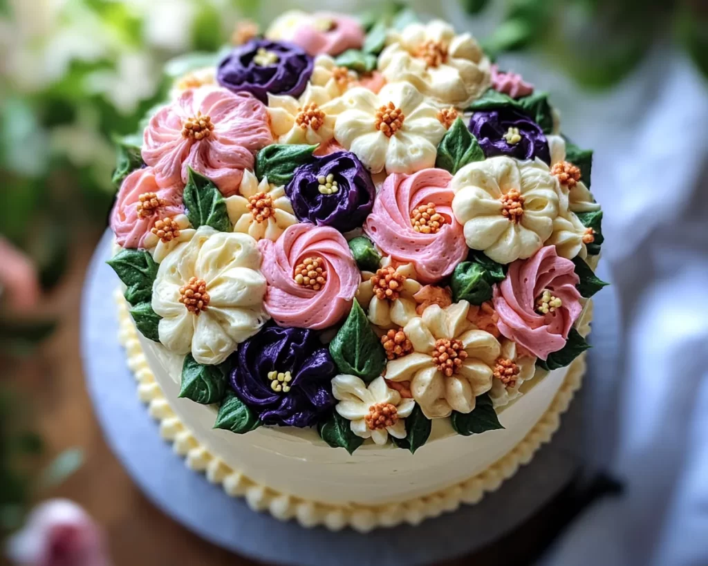 Spring Cake Designs: Simple Buttercream Flowers Cake