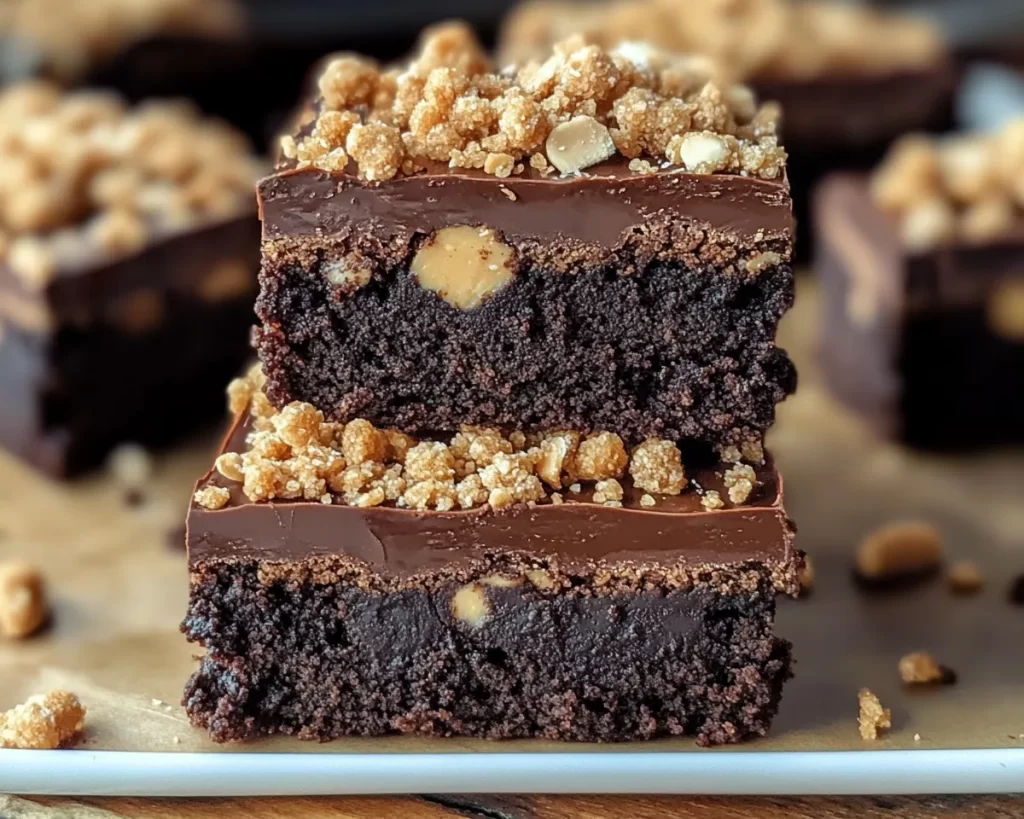 Decadent Chocolate Peanut Butter Crunch Brownies