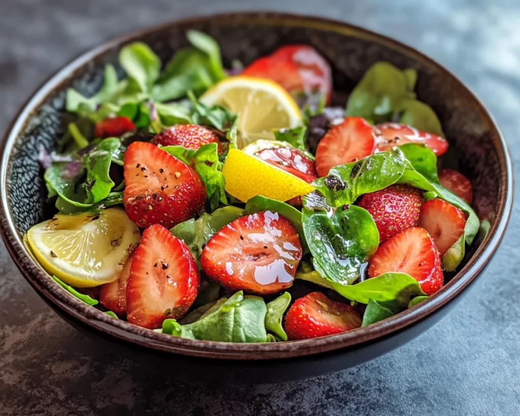 Spring Salad: Strawberry Salad with Lemon Vinegarette Dressing
