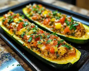 Mediterranean Stuffed Zucchini Boats