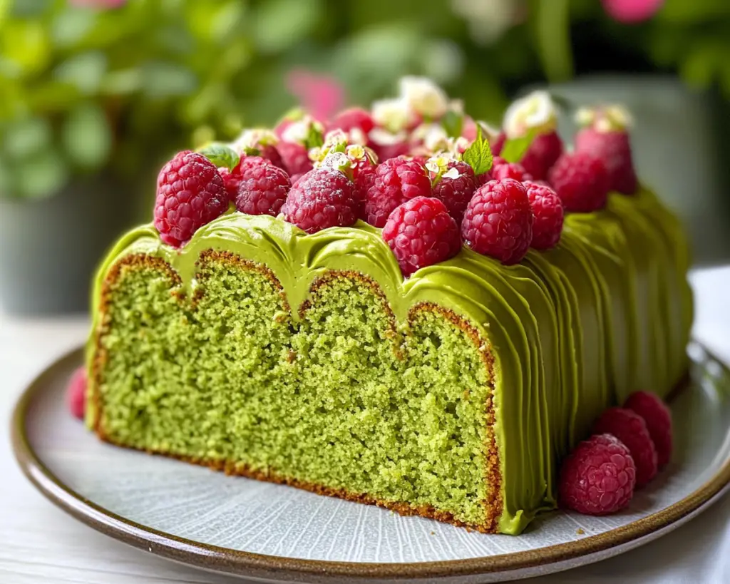 🍰 Raspberry Matcha Pound Cake (Moist, Swirled Green Tea Cake)