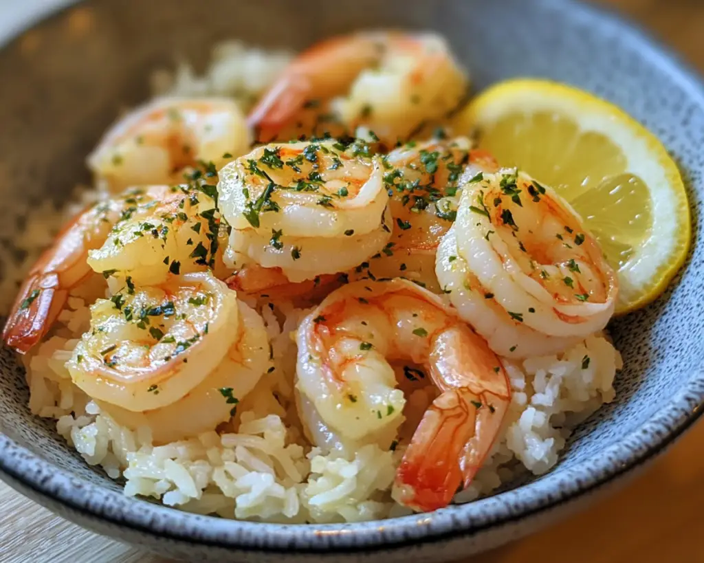 Lemon Garlic Shrimp with Rice