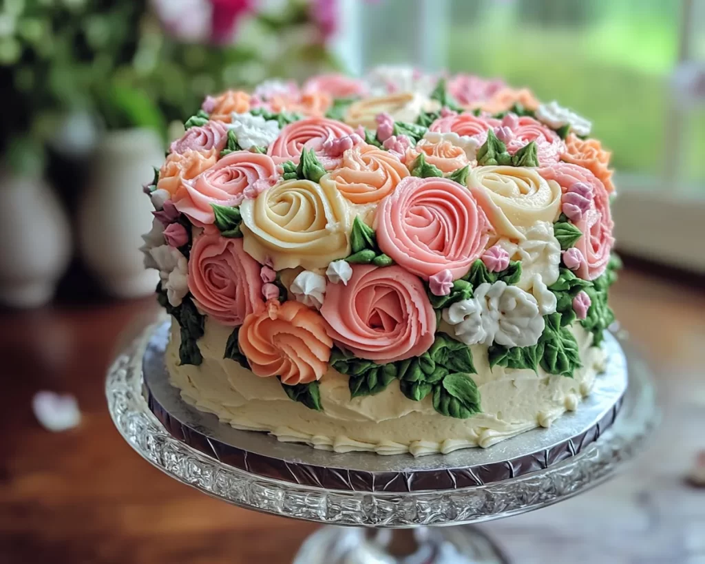 Spring Cake Designs: Simple Floral Buttercream Cake