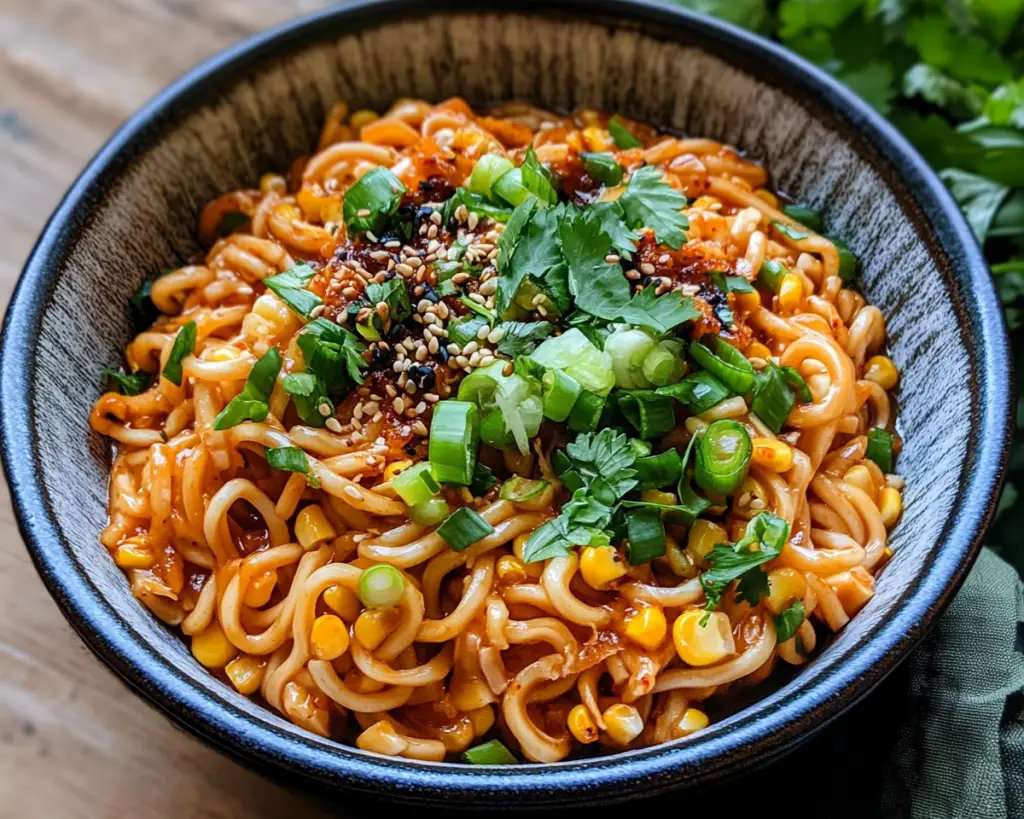 Quick & Flavorful Spicy Miso Corn Noodles