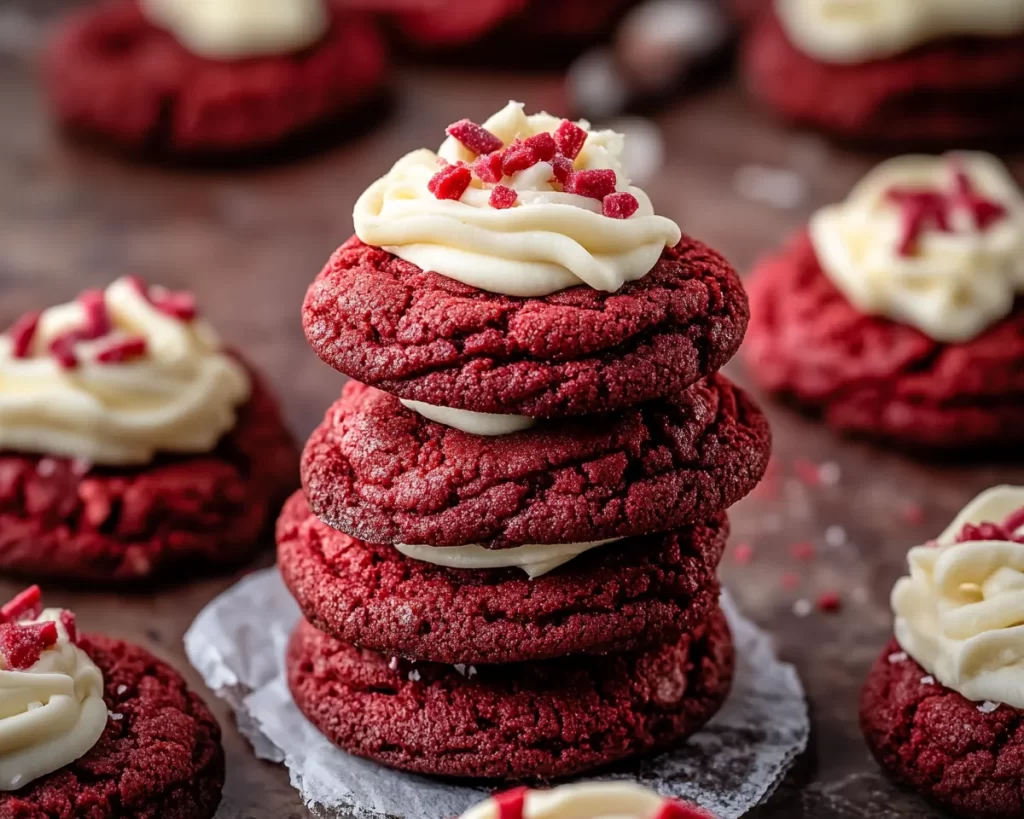Chewy Red Velvet Cookies With Cream Cheese Frosting