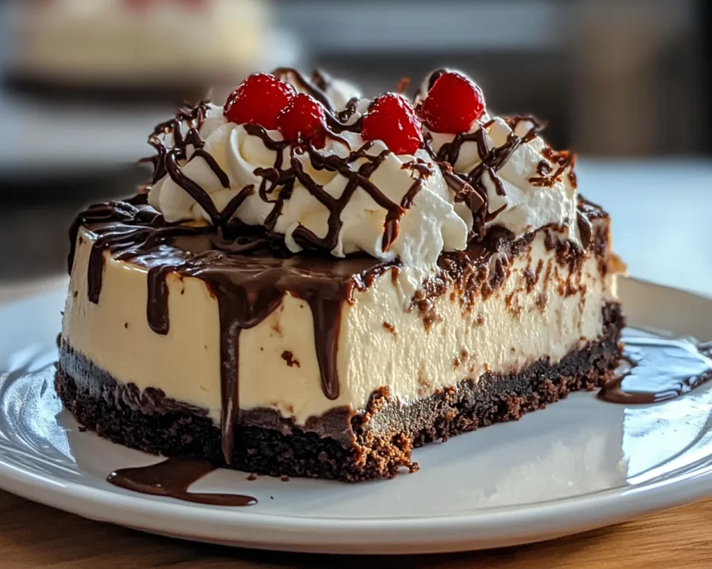 Decadent Hot Fudge Sundae Brownie Cheesecake