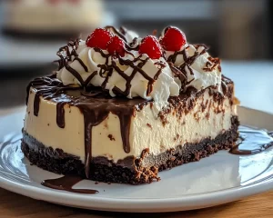 Decadent Hot Fudge Sundae Brownie Cheesecake
