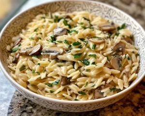 Spring Dinner Party Creamy Mushroom Orzo