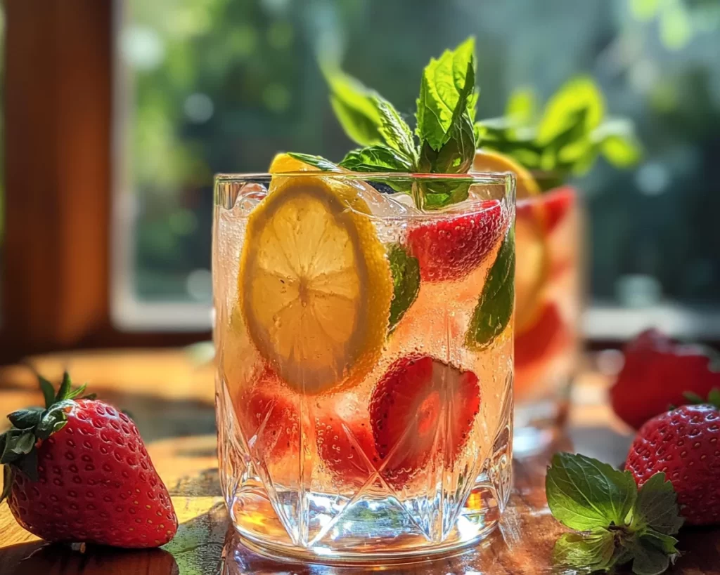 Spring Drinks: Strawberry Lemon Mocktail (Sparkling)