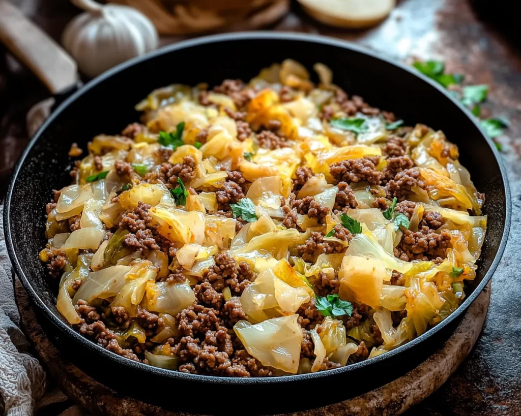 Simple Ground Beef And Cabbage Skillet