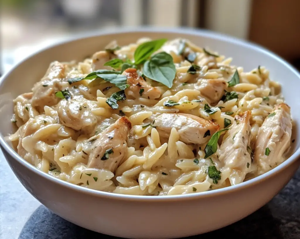 Creamy Chicken Orzo with Herbs