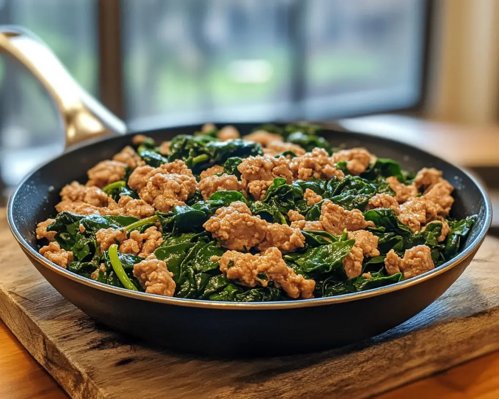 Healthy Ground Turkey Skillet with Spinach