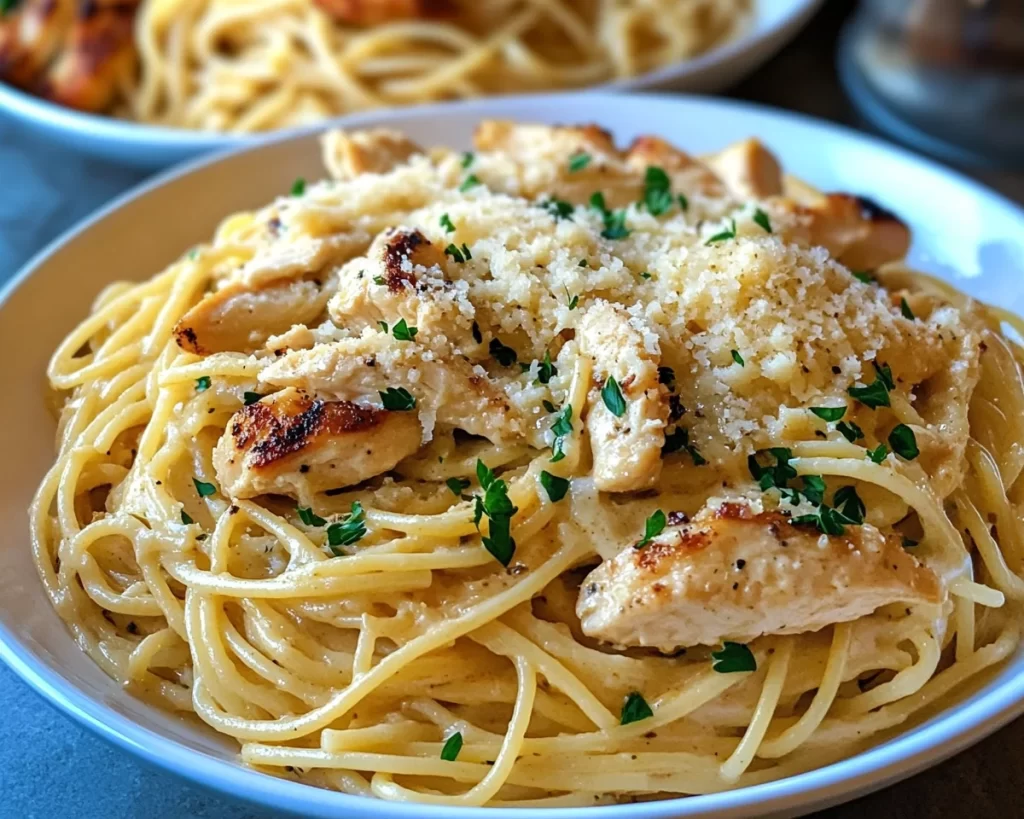 Creamy Garlic Parmesan Chicken Spaghetti in 35 Minutes
