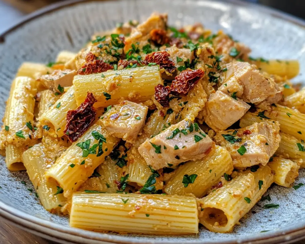 Tuna Rigatoni with Sun-Dried Tomatoes (Easy Pasta Dinner)