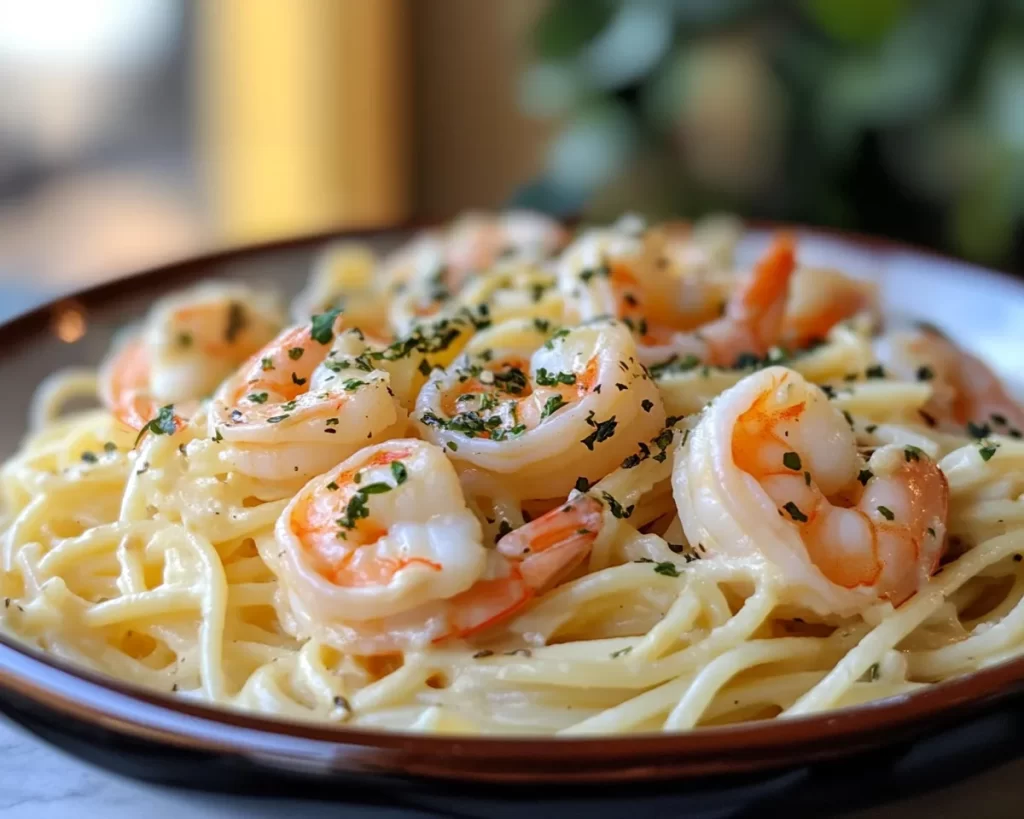 Mother’s Day Creamy Garlic Shrimp Pasta