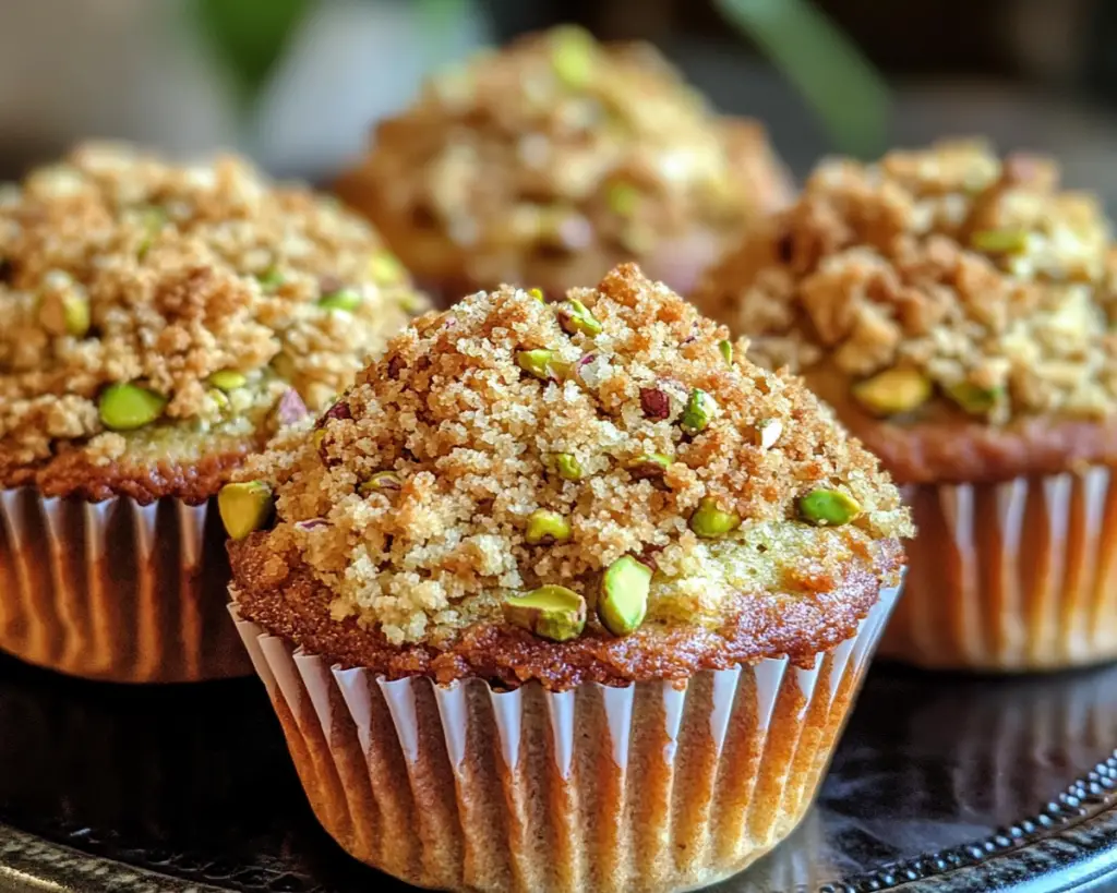 Bakery-Style Pistachio Muffins with Crumble Topping