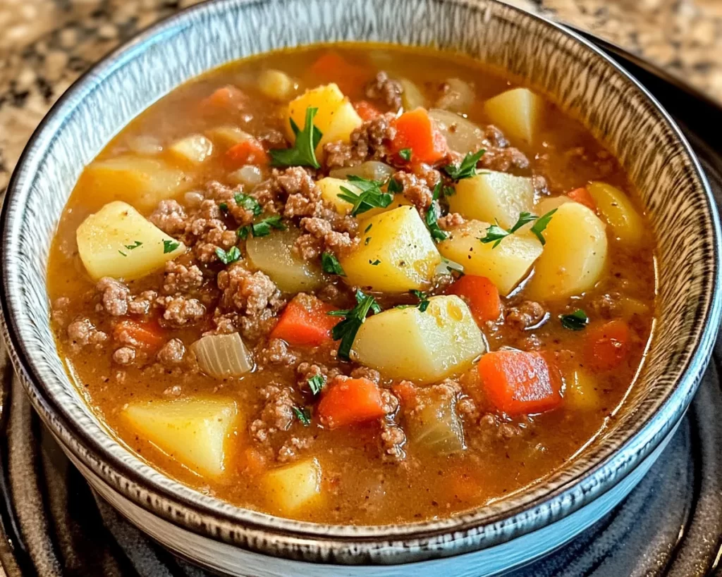 Mouthwatering Crock Pot Ground Beef Potato Soup