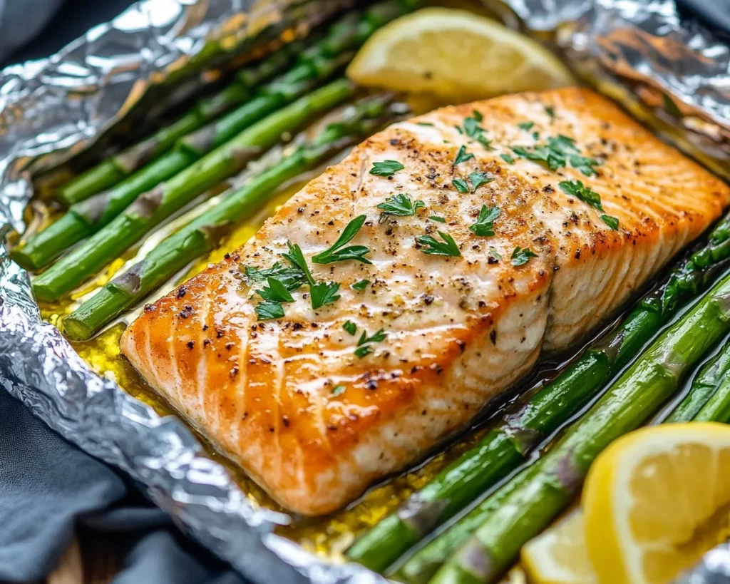 Easy Baked Salmon in Foil with Asparagus