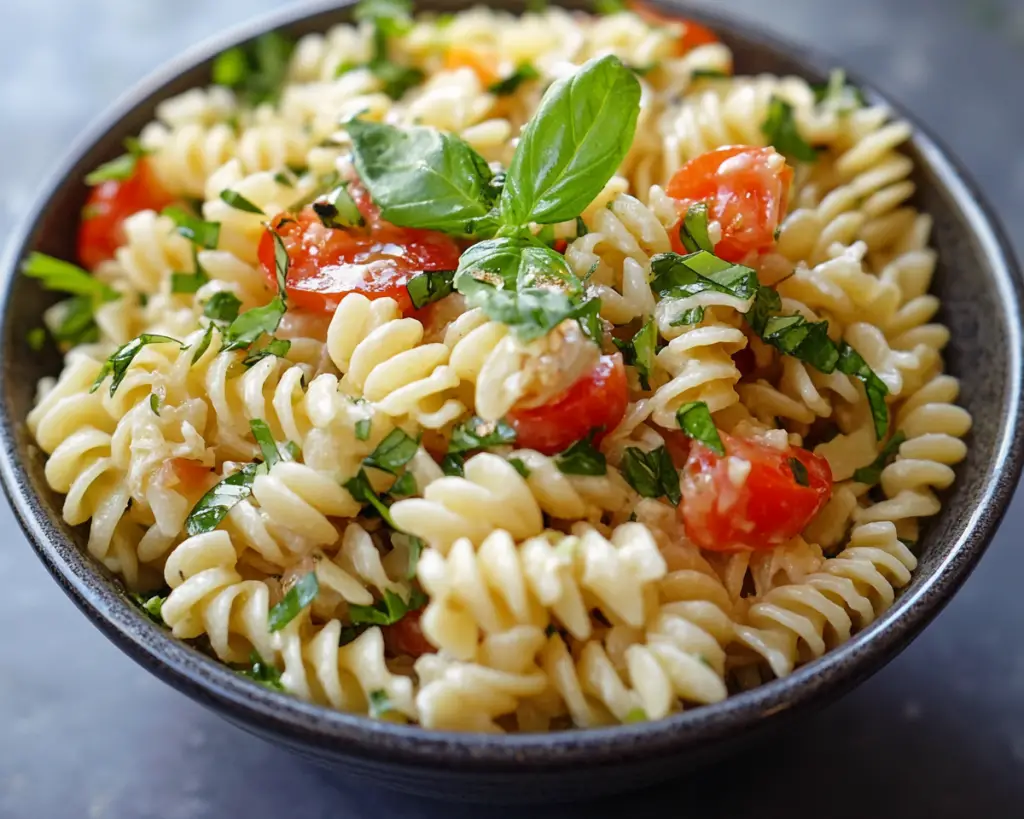 Cold Pasta Salad with Yogurt Garlic Sauce