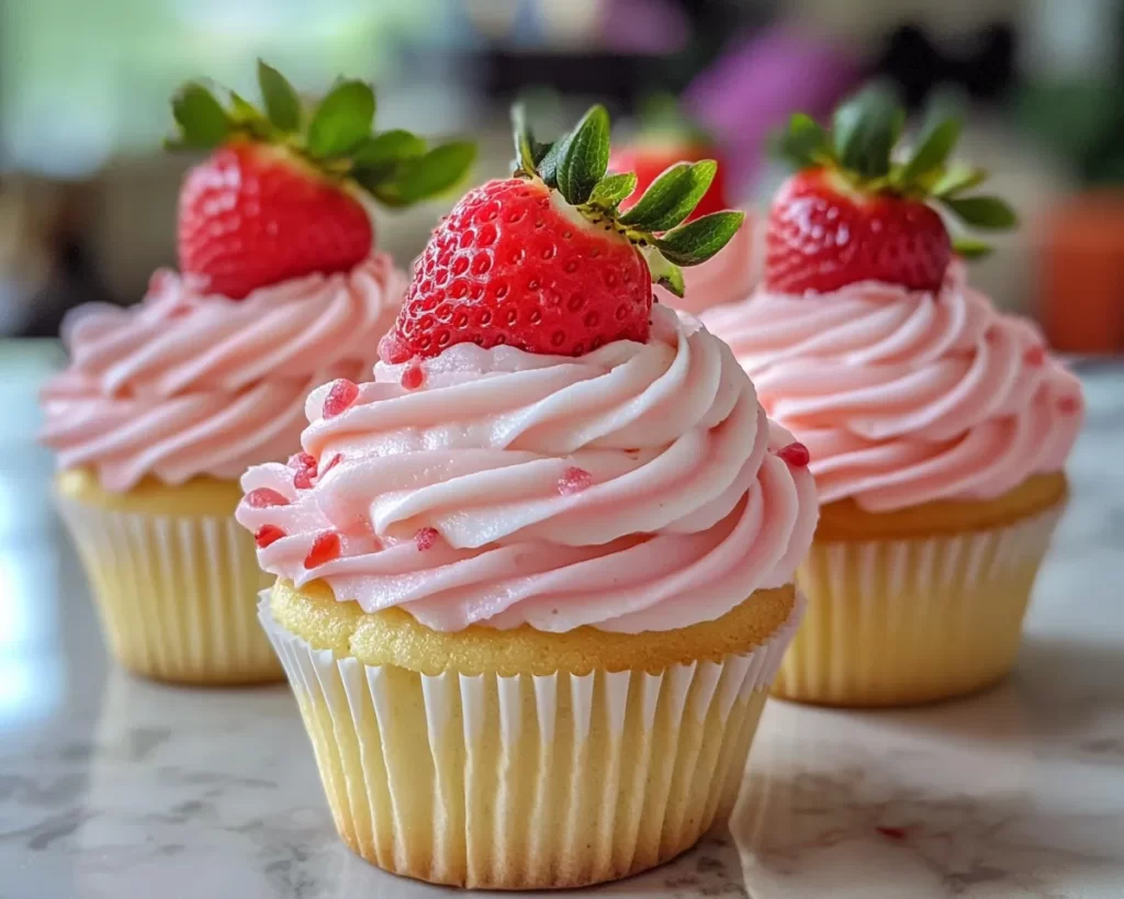 Spring Cupcakes: Lemon Strawberry Swirl Cupcakes