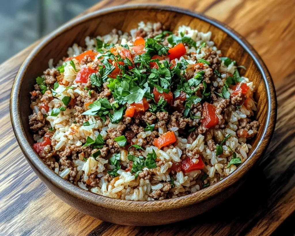 Easy Dinner Recipes for Family: Ground Beef & Rice Skillet in 20 Minutes