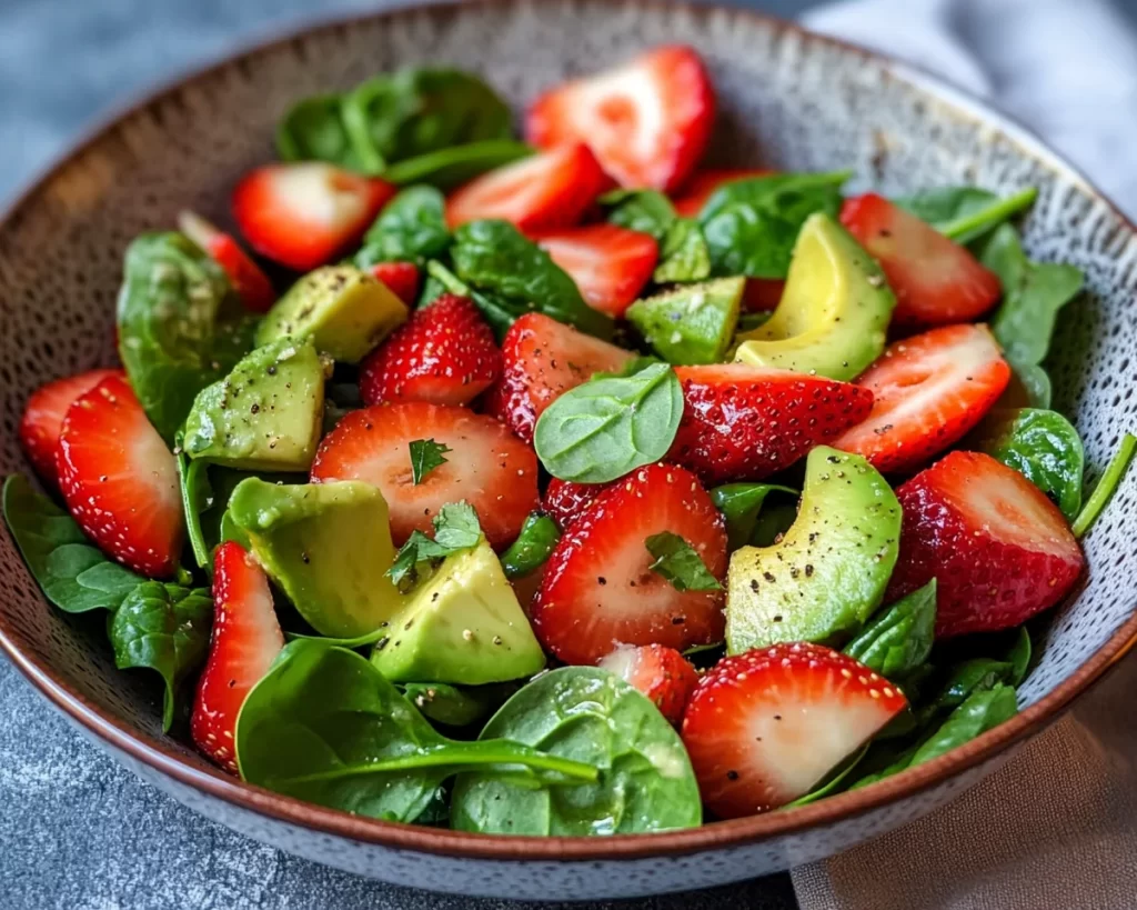 Spring Salad: Strawberry Avocado Spinach Salad in 10 Minutes