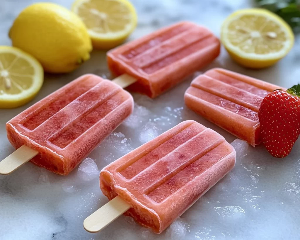 Strawberry Recipes Easy: Strawberry Lemon Popsicles (Easy)