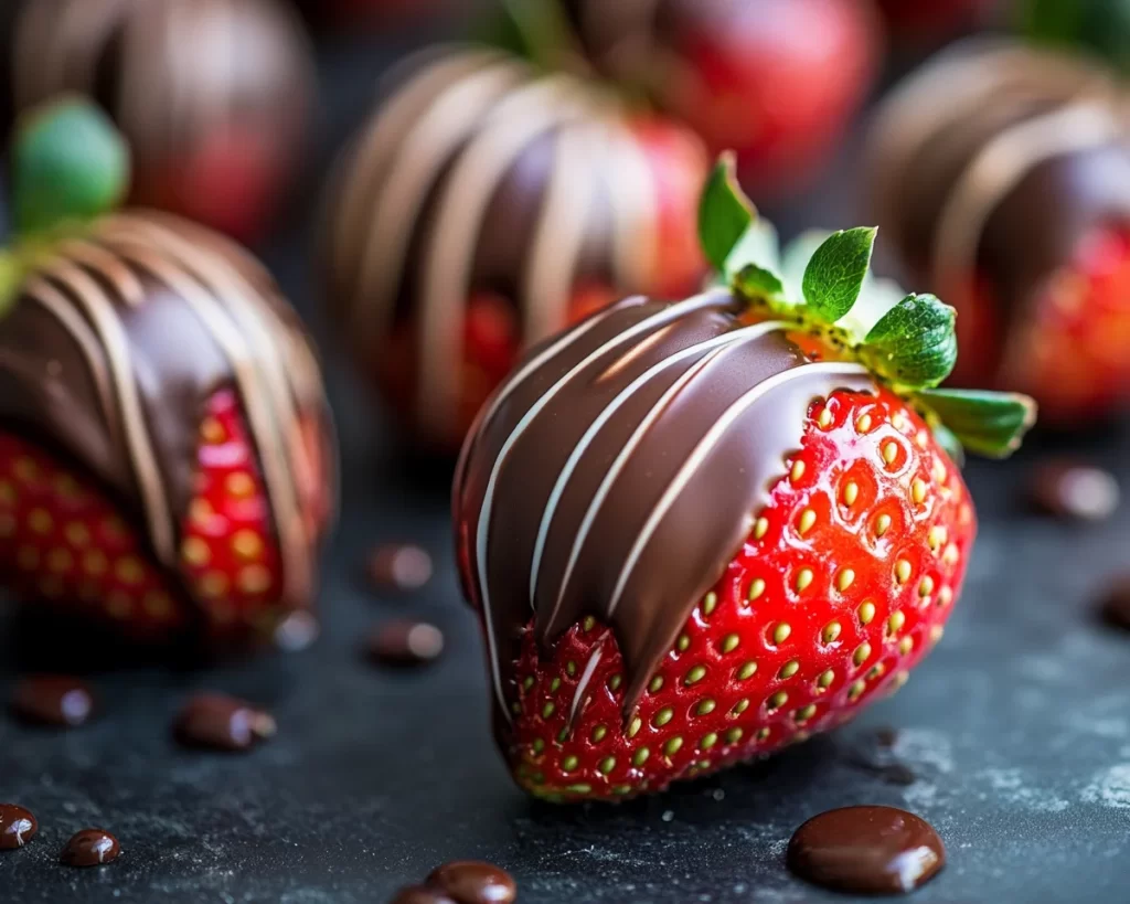 Easter Chocolate Covered Strawberries: Dark Chocolate Drizzled Easter Strawberries in 20 Minutes
