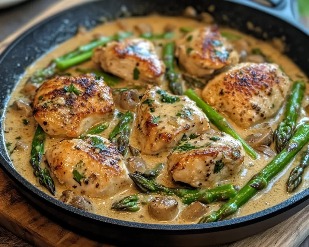 Spring Dinner Ideas: Creamy Asparagus Chicken Skillet in 25 Minutes