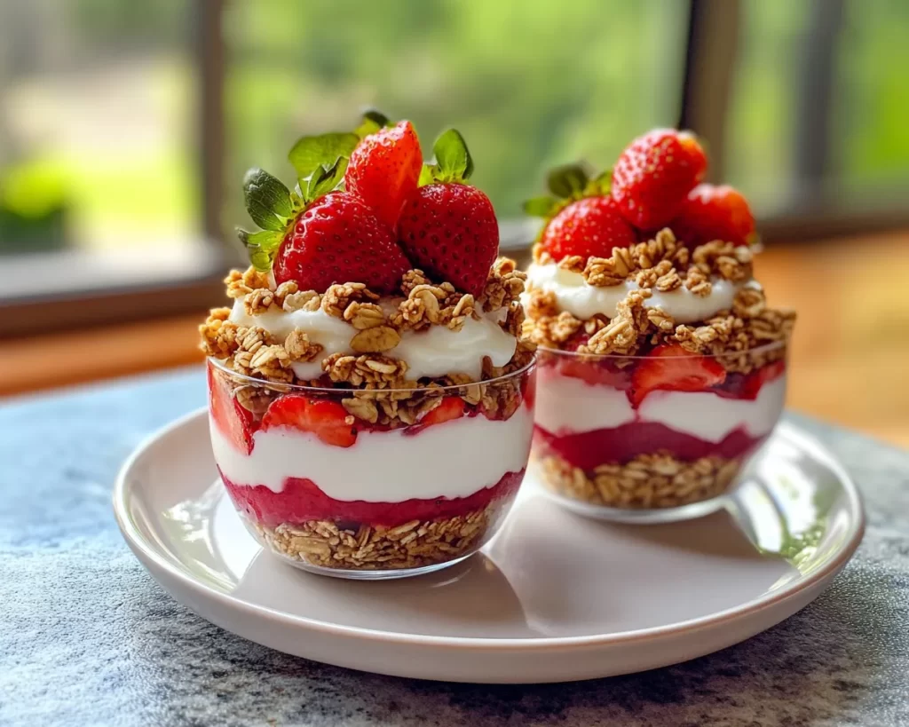 Strawberry Recipes Easy: Strawberry Granola Yogurt Cups