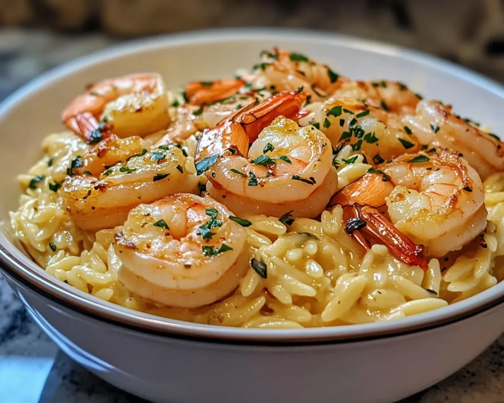 Spring Dinner Ideas: Creamy Garlic Shrimp Orzo in 20 Minutes