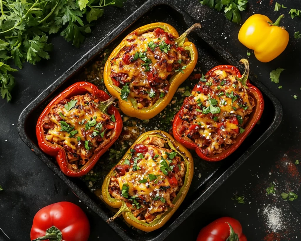 Summer Dinner Ideas: BBQ Chicken Stuffed Peppers in 25 Minutes
