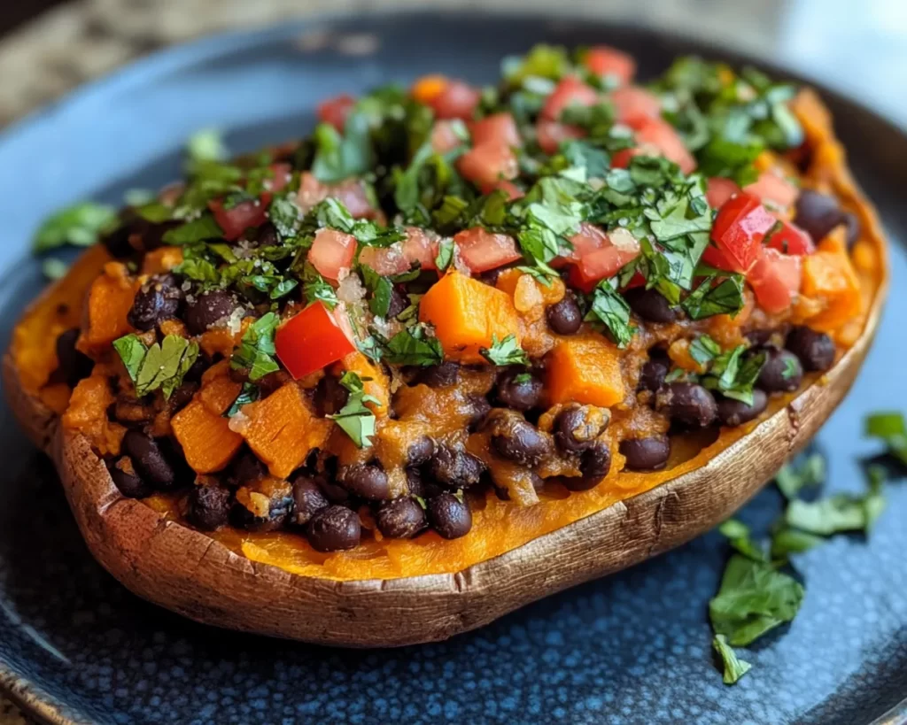 Healthy Easy Recipes: Black Bean Stuffed Sweet Potato in 25 Minutes