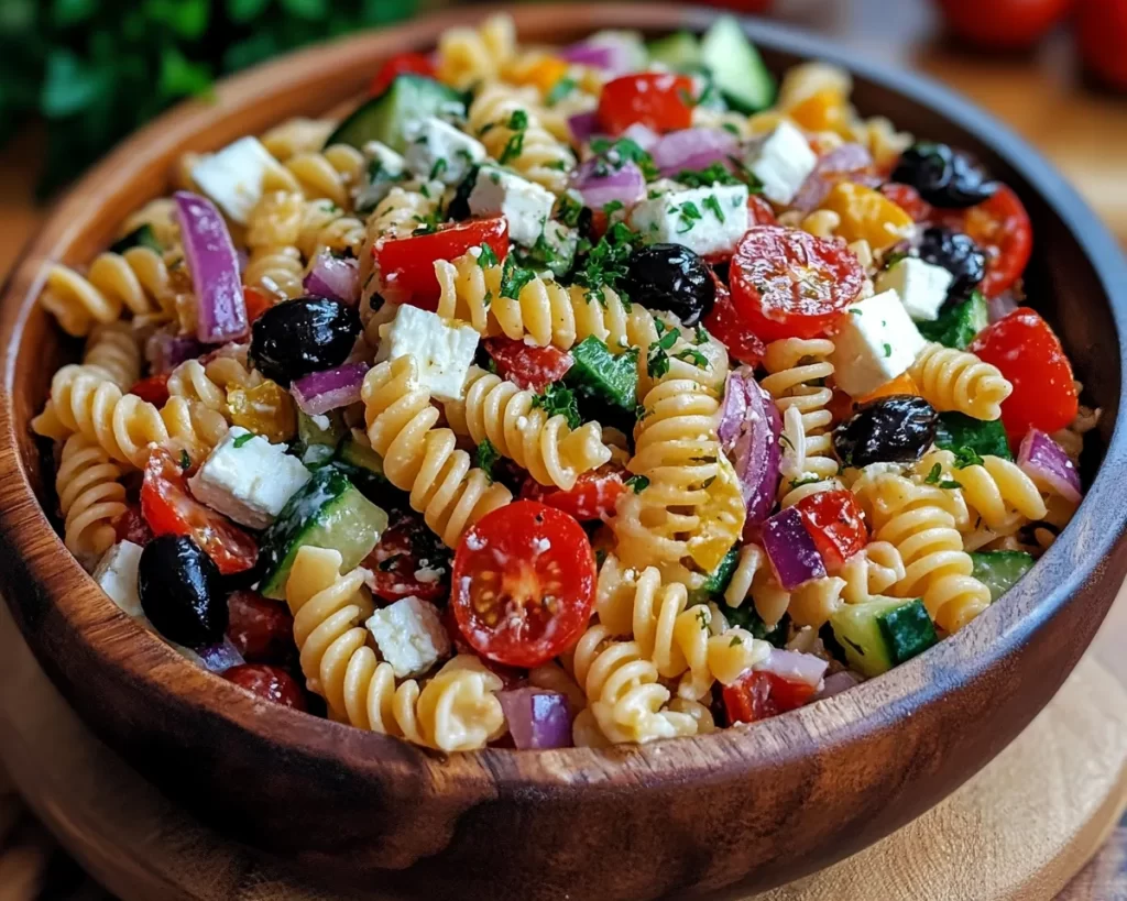 Picnic Food Ideas: Loaded Greek Pasta Salad in 20 Minutes