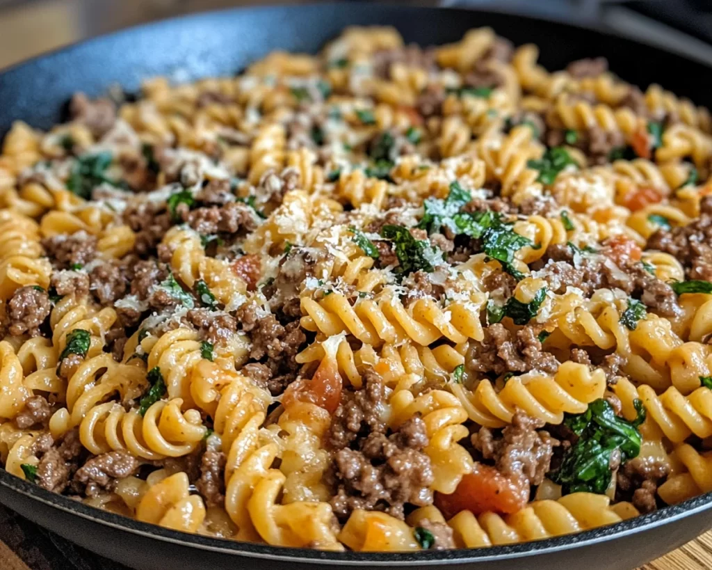 Easy Dinner Recipes for Family: Cheesy Beef Pasta Skillet in 20 Minutes