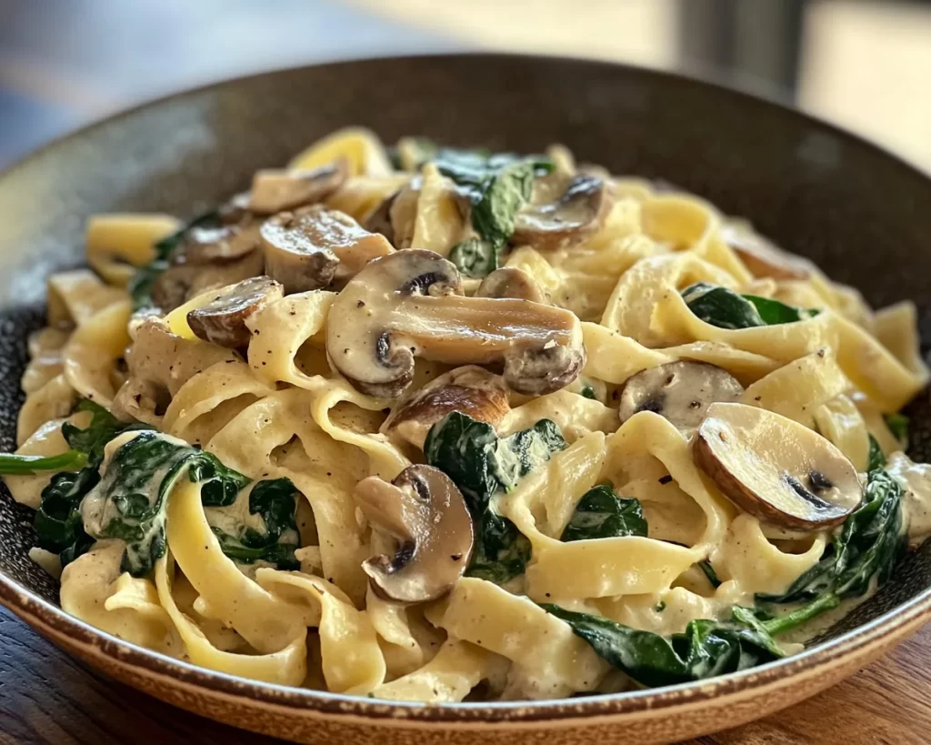 Spring Dinner: Creamy Mushroom & Spinach Pasta in 20 Minutes