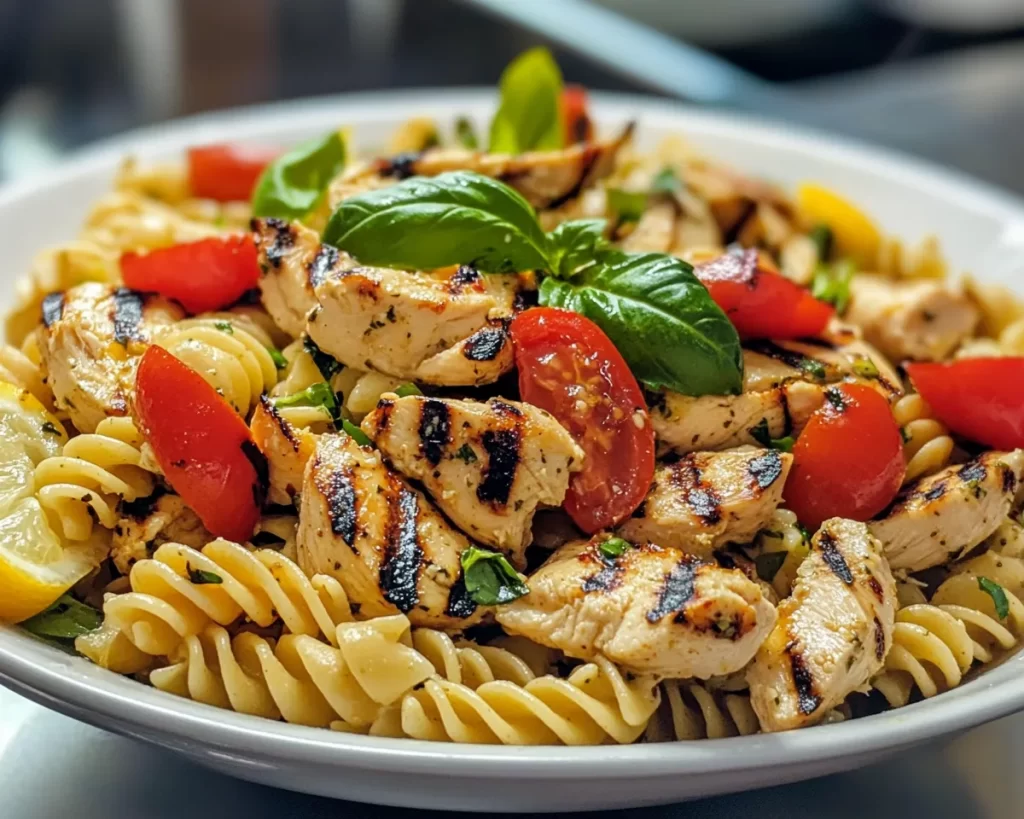 Summer Dinner Ideas: Grilled Lemon Chicken Pasta Salad in 20 Minutes