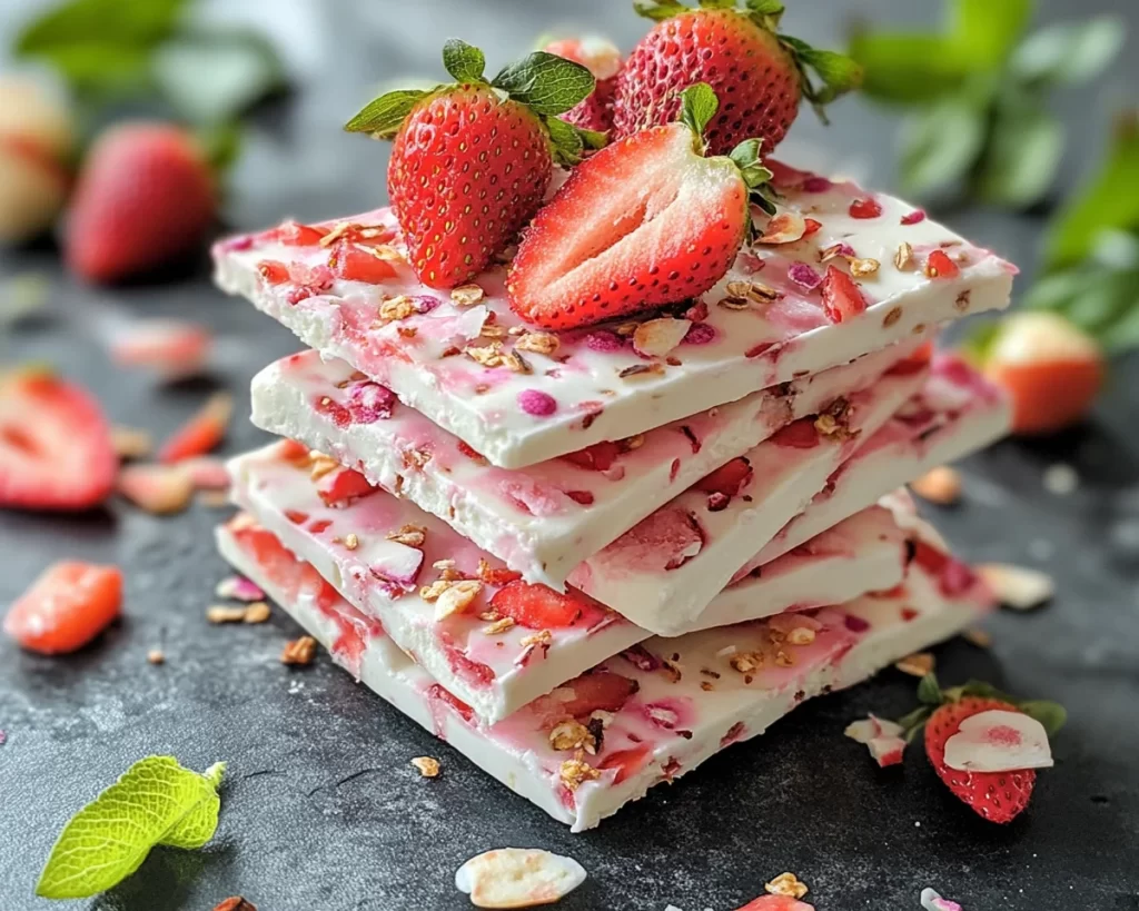 Spring Desserts: Strawberry Cream Yogurt Bark in 5 Ingredients