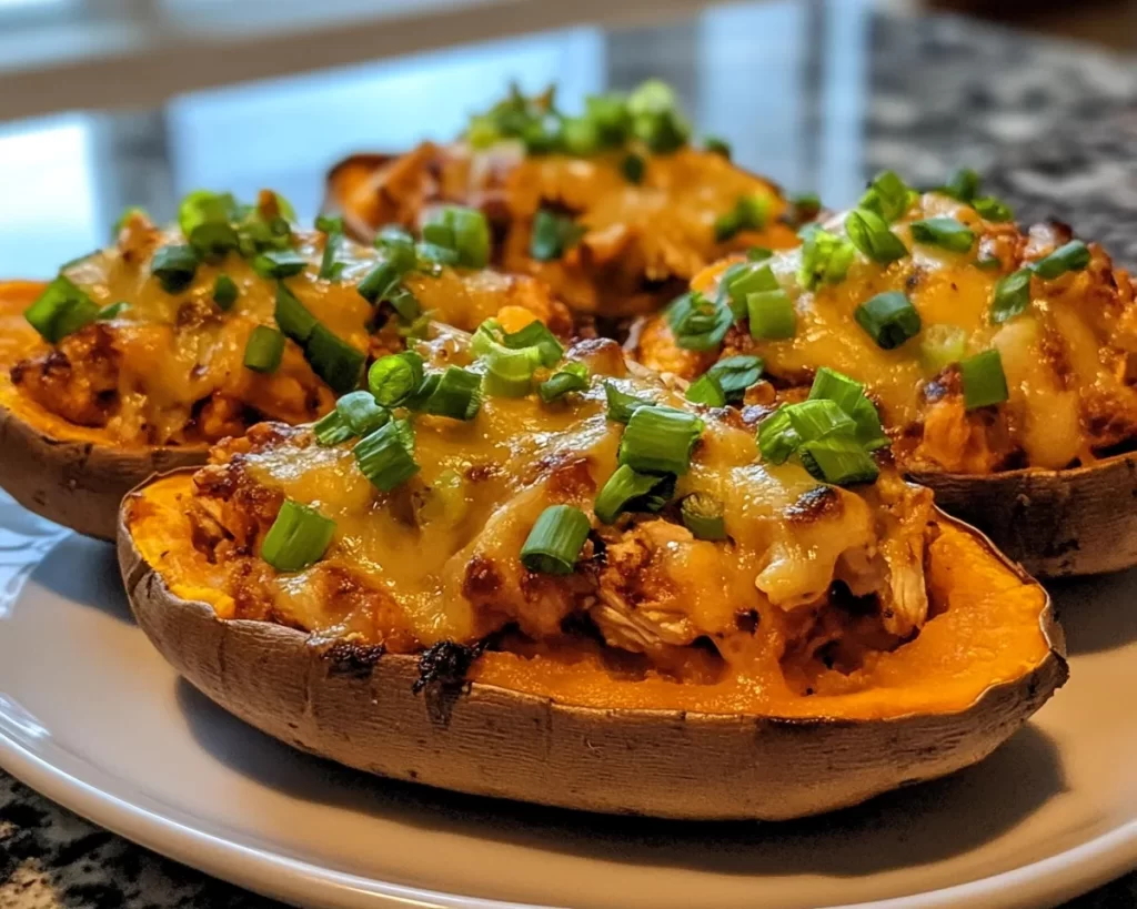 Summer Dinner Ideas: BBQ Chicken Stuffed Sweet Potatoes in 25 Minutes