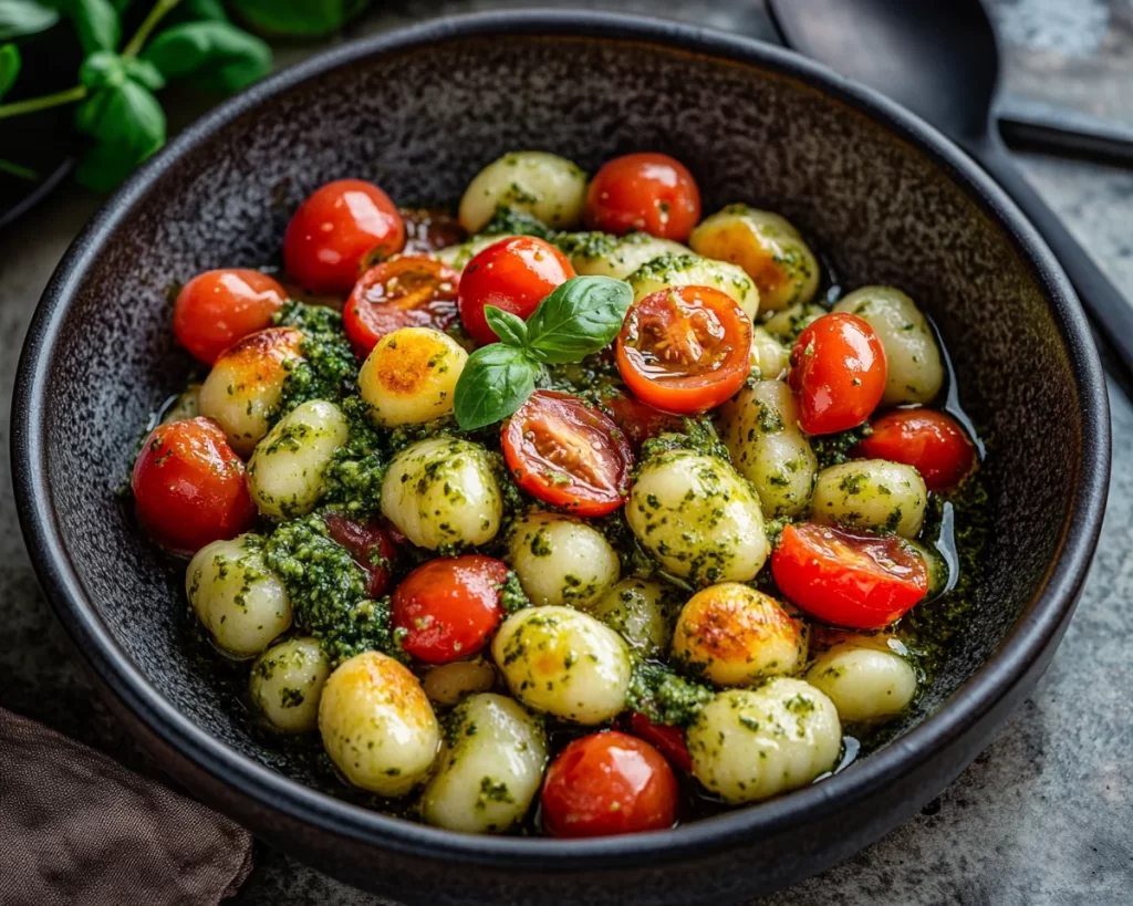 Spring Dinner Ideas: Pesto Gnocchi with Cherry Tomatoes in 20 Minutes