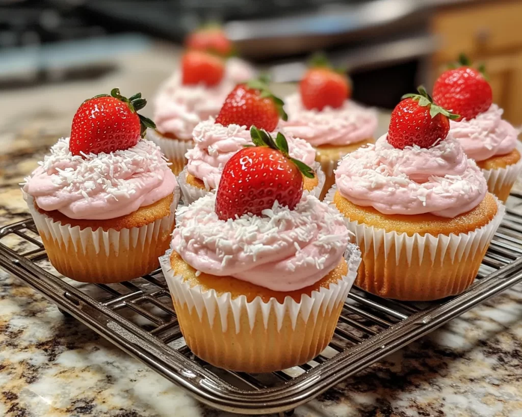 Spring Cupcakes: Coconut Strawberry Cupcakes in 7 Steps